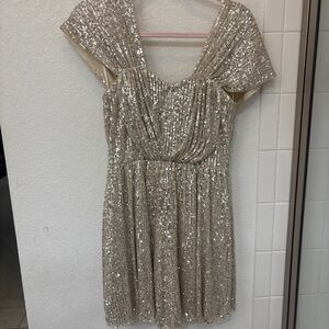 Luxxel Glittering Sequin Mini Dress in Silver